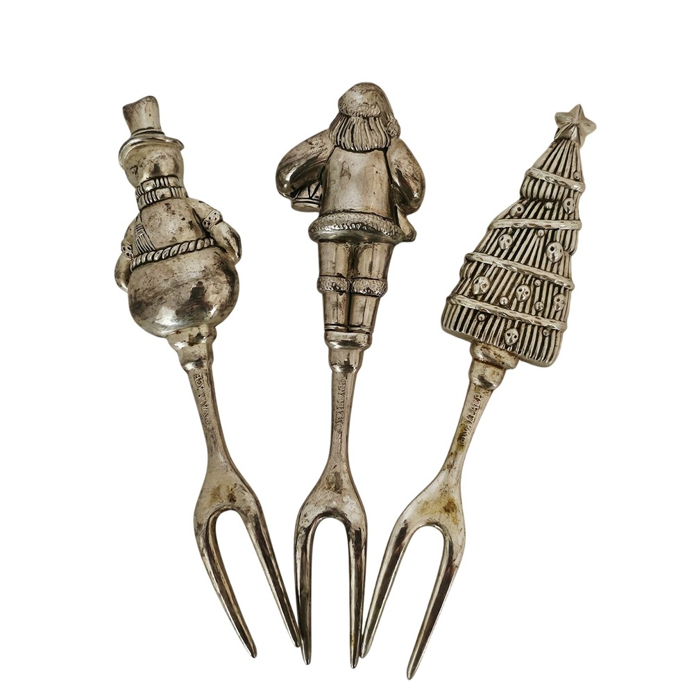 Wallace Silverplate 3pc Christmas Theme  hor'dourves Forks